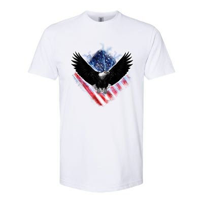 Patriotic American Flag Bald Eagle Softstyle CVC T-Shirt