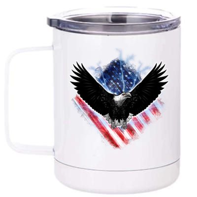 Patriotic American Flag Bald Eagle 12 oz Stainless Steel Tumbler Cup