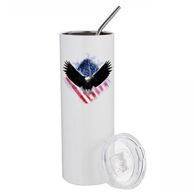 Patriotic American Flag Bald Eagle Stainless Steel Tumbler