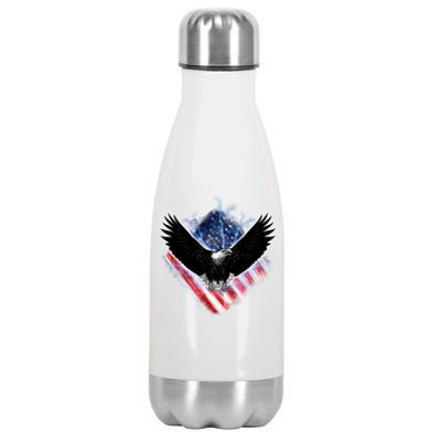 Patriotic American Flag Bald Eagle Stainless Steel Insulated Water Bottle