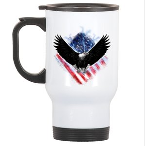 Patriotic American Flag Bald Eagle Stainless Steel Travel Mug