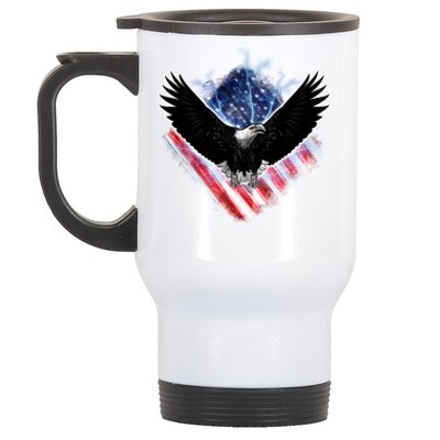 Patriotic American Flag Bald Eagle Stainless Steel Travel Mug