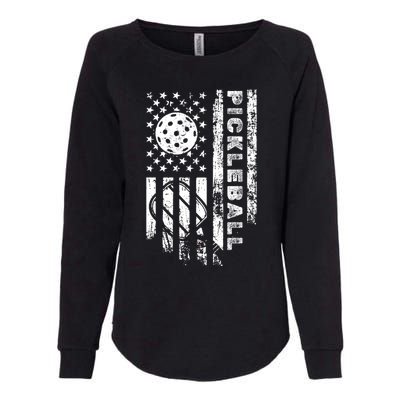 Pickleball American Flag Usa Us Pickleballs Player Gift Womens California Wash Sweatshirt