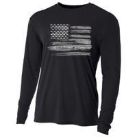 Patriotic, American Flag Design By G.O.A.T. Country Clothing Cooling Performance Long Sleeve Crew