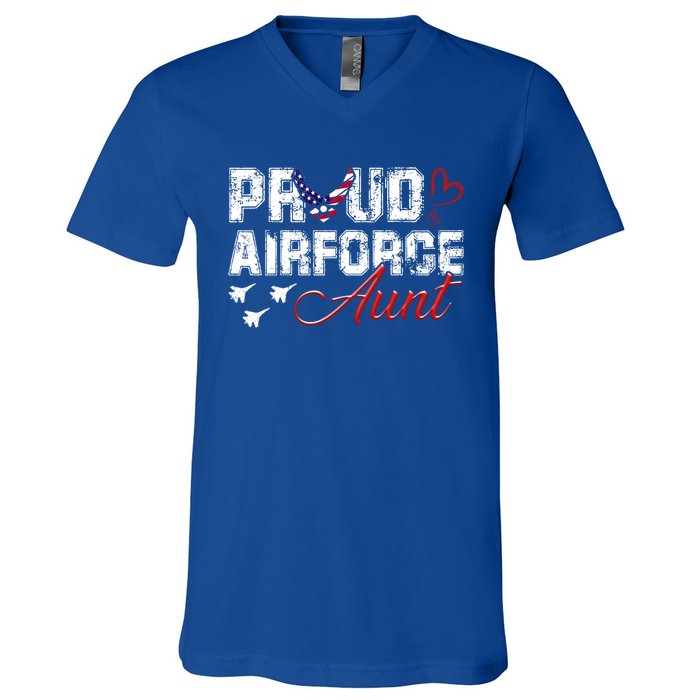 Proud Air Force Aungift Us Heart Military Gift V-Neck T-Shirt