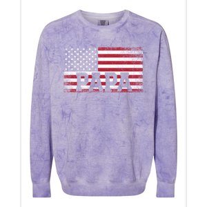 Papa American Flag FatherS Day 4th Of July Gift Grandpa Great Gift Colorblast Crewneck Sweatshirt