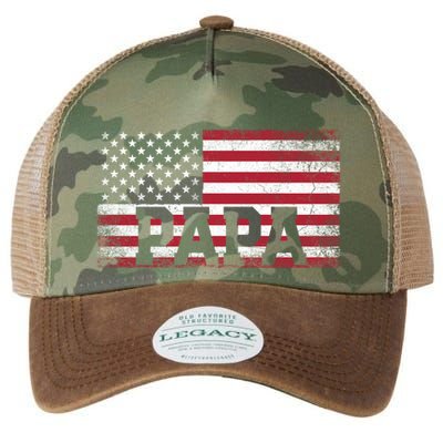 Papa American Flag FatherS Day 4th Of July Gift Grandpa Great Gift Legacy Tie Dye Trucker Hat