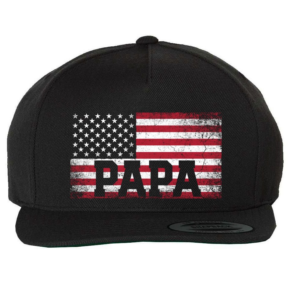 Papa American Flag FatherS Day 4th Of July Gift Grandpa Great Gift Wool Snapback Cap