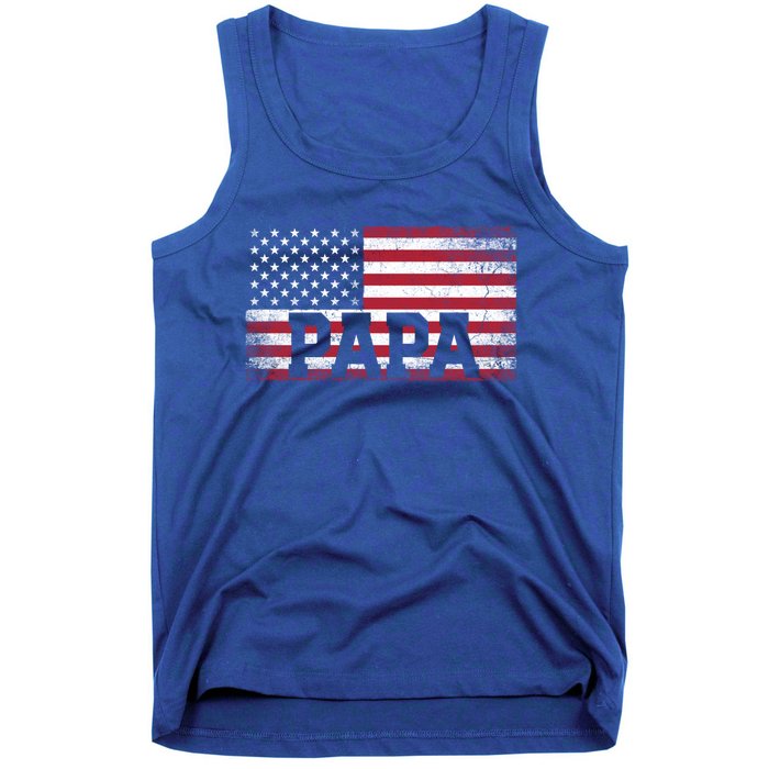 Papa American Flag FatherS Day 4th Of July Gift Grandpa Great Gift Tank Top