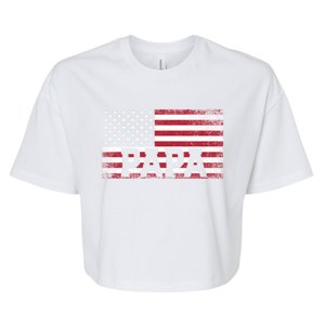 Papa American Flag FatherS Day 4th Of July Gift Grandpa Great Gift Bella+Canvas Jersey Crop Tee