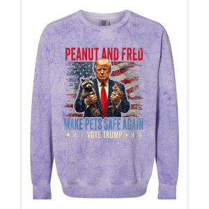 Peanut And Fred Make Pets Safe Again Trump 2024 Usa Grunged Flag Colorblast Crewneck Sweatshirt