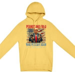 Peanut And Fred Make Pets Safe Again Trump 2024 Usa Grunged Flag Premium Pullover Hoodie