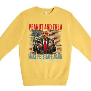 Peanut And Fred Make Pets Safe Again Trump 2024 Usa Grunged Flag Premium Crewneck Sweatshirt