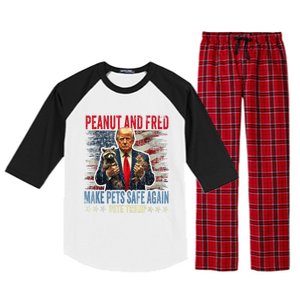 Peanut And Fred Make Pets Safe Again Trump 2024 Usa Grunged Flag Raglan Sleeve Pajama Set