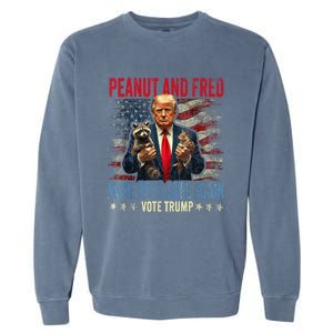 Peanut And Fred Make Pets Safe Again Trump 2024 Usa Grunged Flag Garment-Dyed Sweatshirt