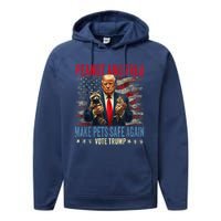 Peanut And Fred Make Pets Safe Again Trump 2024 Usa Grunged Flag Performance Fleece Hoodie