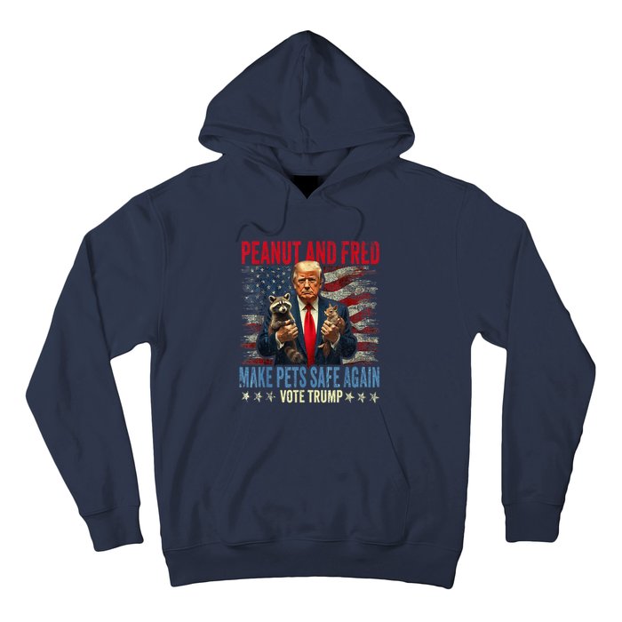 Peanut And Fred Make Pets Safe Again Trump 2024 Usa Grunged Flag Hoodie