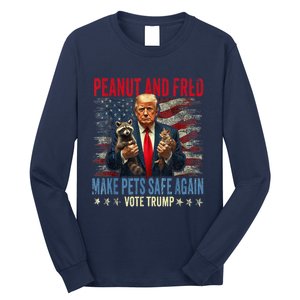 Peanut And Fred Make Pets Safe Again Trump 2024 Usa Grunged Flag Long Sleeve Shirt