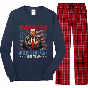 Peanut And Fred Make Pets Safe Again Trump 2024 Usa Grunged Flag Long Sleeve Pajama Set