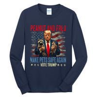 Peanut And Fred Make Pets Safe Again Trump 2024 Usa Grunged Flag Tall Long Sleeve T-Shirt