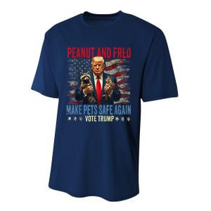 Peanut And Fred Make Pets Safe Again Trump 2024 Usa Grunged Flag Performance Sprint T-Shirt