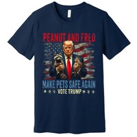 Peanut And Fred Make Pets Safe Again Trump 2024 Usa Grunged Flag Premium T-Shirt