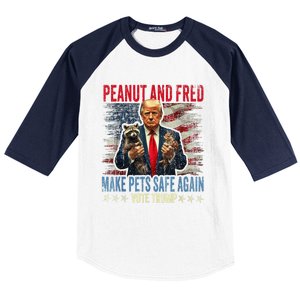 Peanut And Fred Make Pets Safe Again Trump 2024 Usa Grunged Flag Baseball Sleeve Shirt