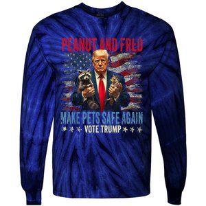 Peanut And Fred Make Pets Safe Again Trump 2024 Usa Grunged Flag Tie-Dye Long Sleeve Shirt