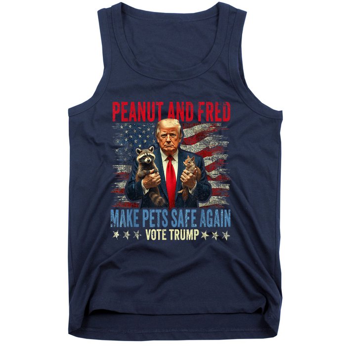 Peanut And Fred Make Pets Safe Again Trump 2024 Usa Grunged Flag Tank Top