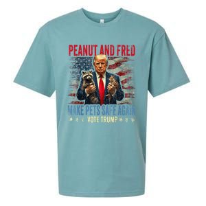 Peanut And Fred Make Pets Safe Again Trump 2024 Usa Grunged Flag Sueded Cloud Jersey T-Shirt