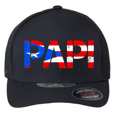 Papi American Flag Vintage Father's Day Flexfit Unipanel Trucker Cap