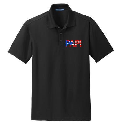 Papi American Flag Vintage Father's Day Dry Zone Grid Polo