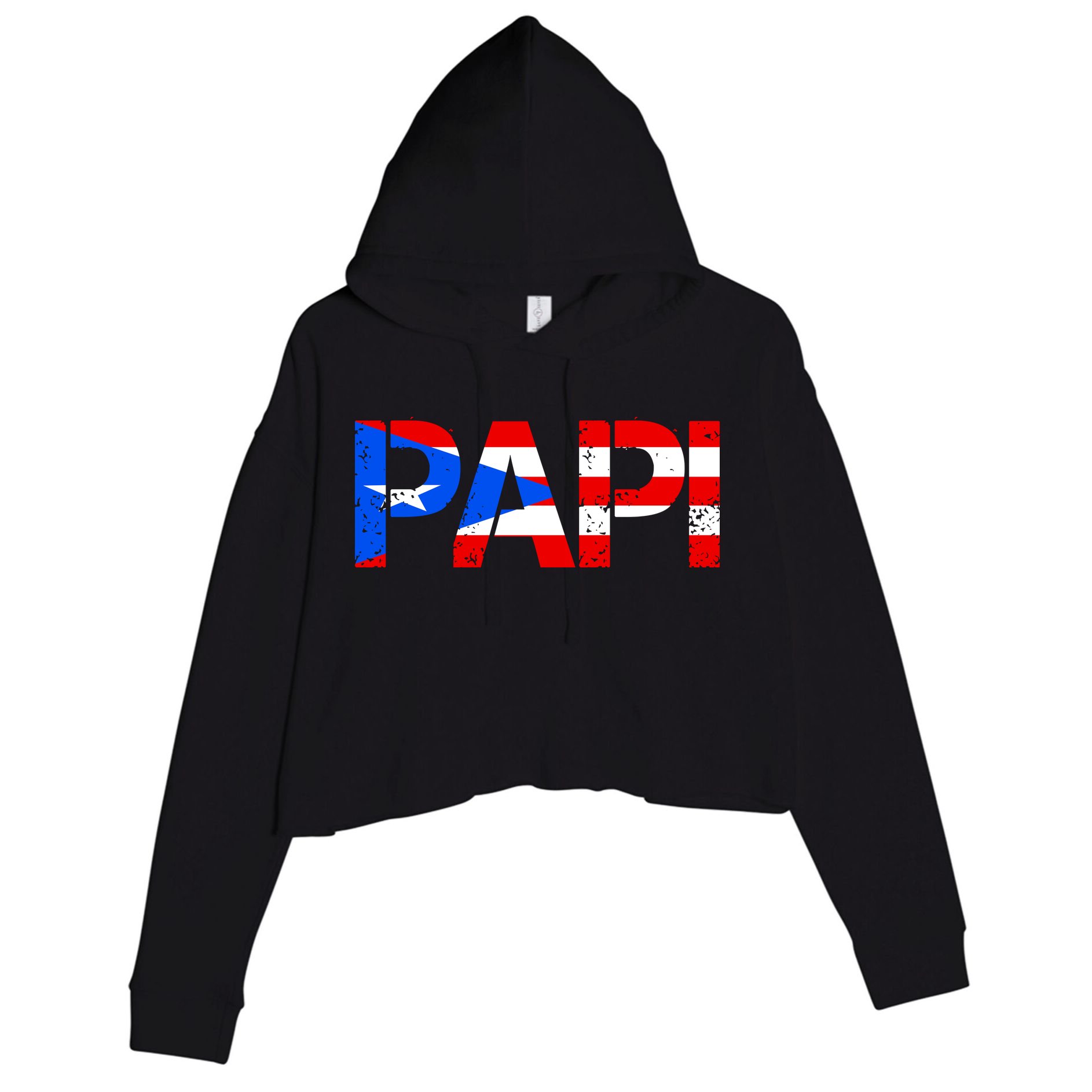 Papi American Flag Vintage Father's Day Crop Fleece Hoodie