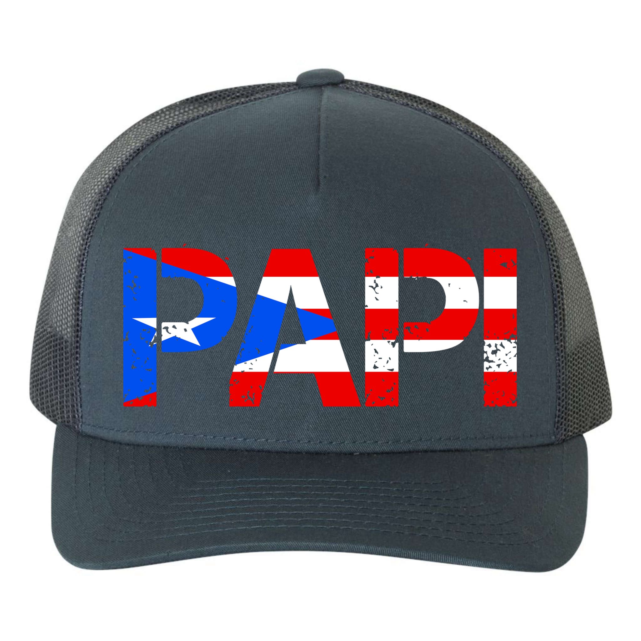 Papi American Flag Vintage Father's Day Yupoong Adult 5-Panel Trucker Hat