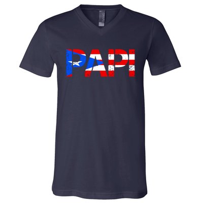 Papi American Flag Vintage Father's Day V-Neck T-Shirt