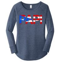 Papi American Flag Vintage Father's Day Women's Perfect Tri Tunic Long Sleeve Shirt