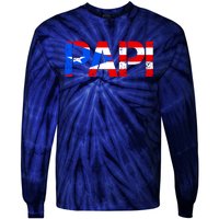 Papi American Flag Vintage Father's Day Tie-Dye Long Sleeve Shirt