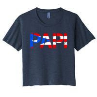 Papi American Flag Vintage Father's Day Women's Crop Top Tee