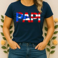 Papi American Flag Vintage Father's Day Womens T-Shirt