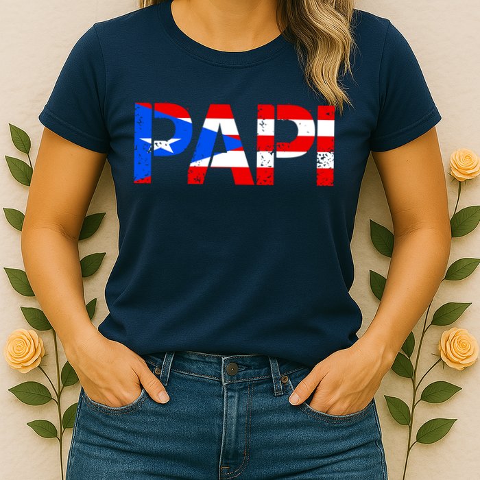 Papi American Flag Vintage Father's Day Womens T-Shirt