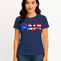 Papi American Flag Vintage Father's Day Womens T-Shirt