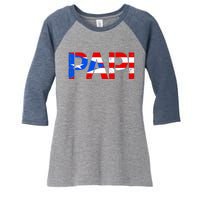 Papi American Flag Vintage Father's Day Women's Tri-Blend 3/4-Sleeve Raglan Shirt