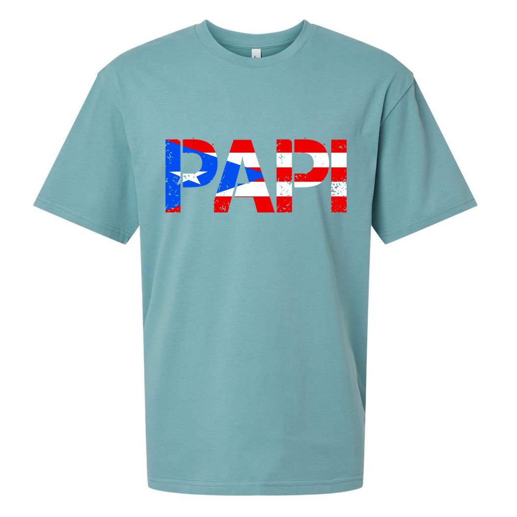 Papi American Flag Vintage Father's Day Sueded Cloud Jersey T-Shirt