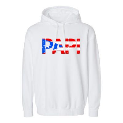 Papi American Flag Vintage Father's Day Garment-Dyed Fleece Hoodie