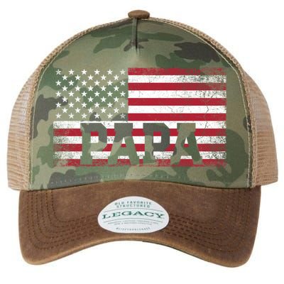 Papa American Flag FatherS Day 4th Of July Gift Grandpa Gift Legacy Tie Dye Trucker Hat