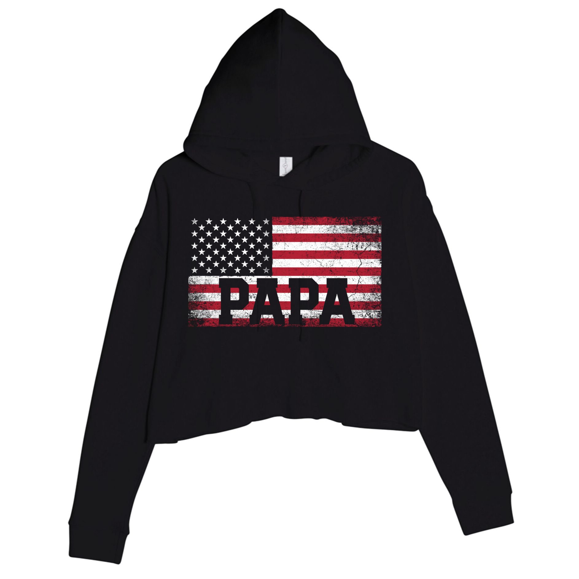 Papa American Flag FatherS Day 4th Of July Gift Grandpa Gift Crop Fleece Hoodie