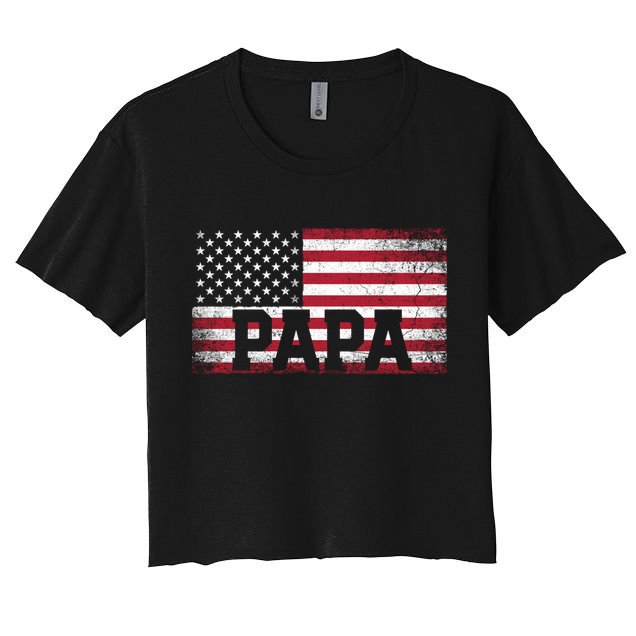 Papa American Flag FatherS Day 4th Of July Gift Grandpa Gift Crop Top