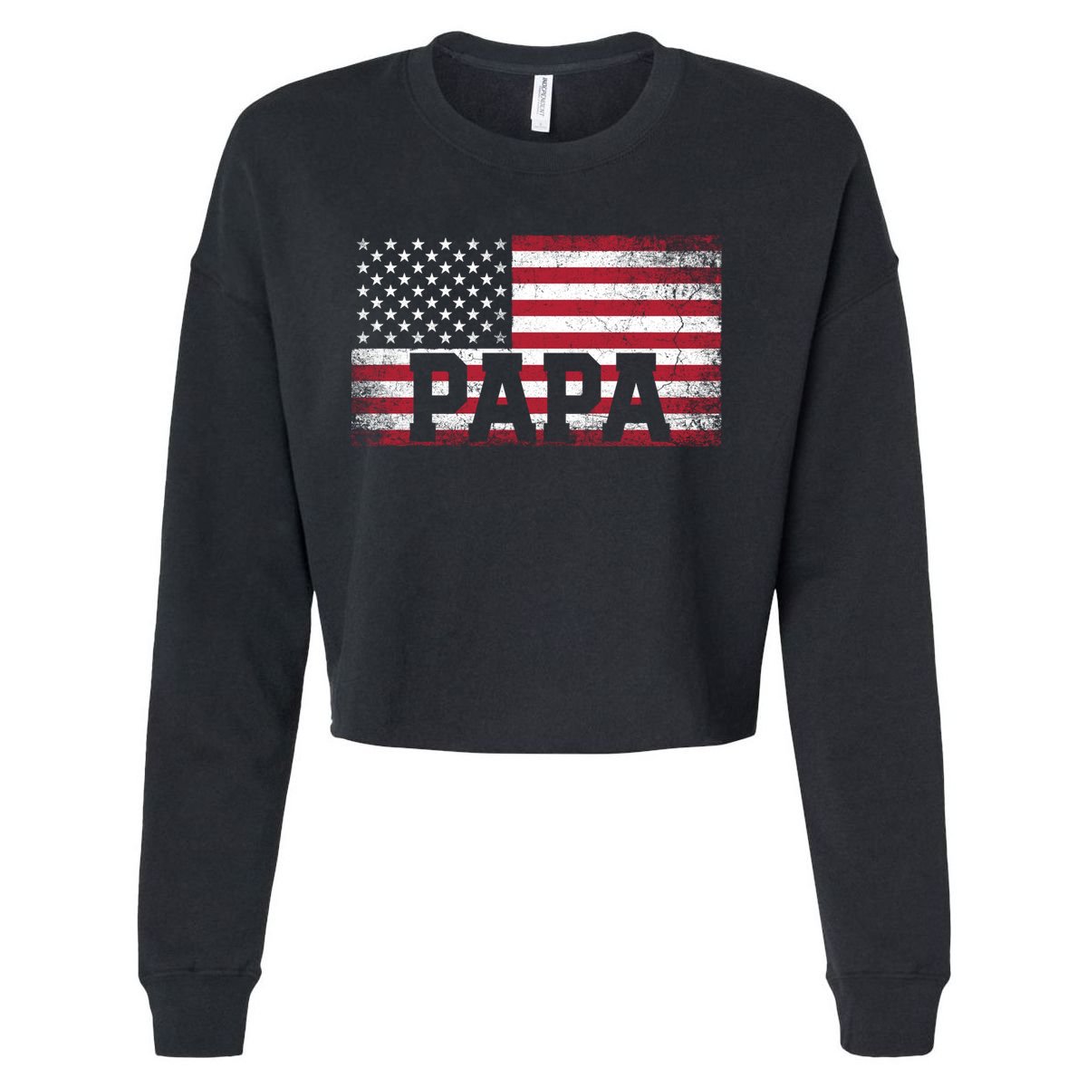 Papa American Flag FatherS Day 4th Of July Gift Grandpa Gift Cropped Pullover Crew
