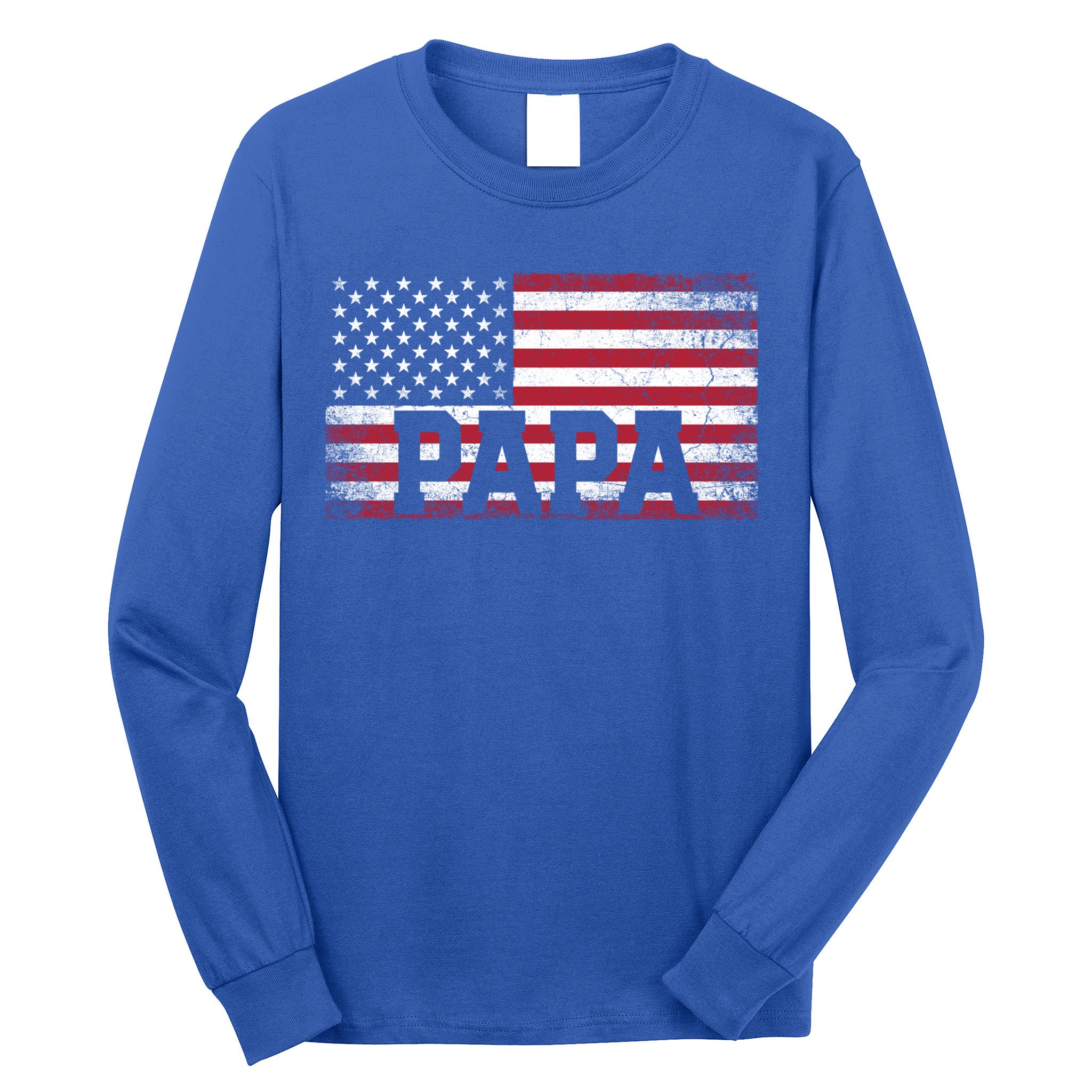 Papa American Flag FatherS Day 4th Of July Gift Grandpa Gift Long Sleeve Shirt