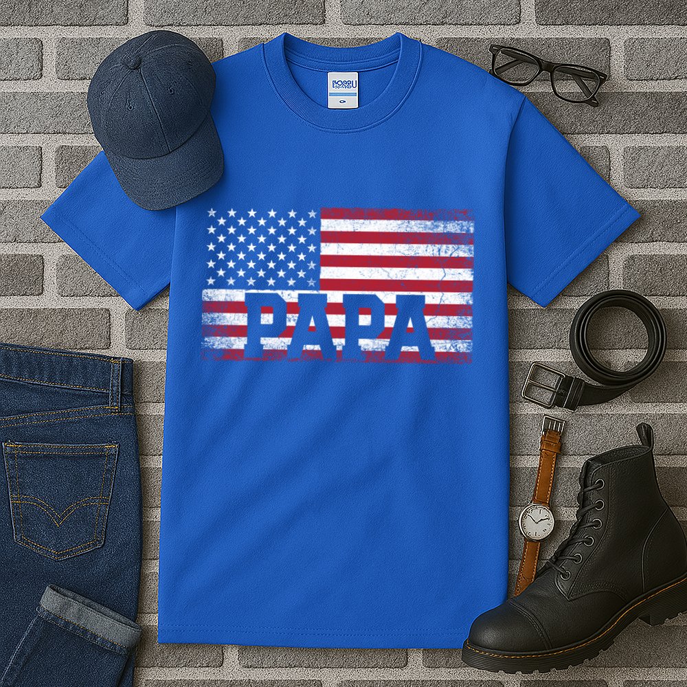 Papa American Flag FatherS Day 4th Of July Gift Grandpa Gift Tall T-Shirt